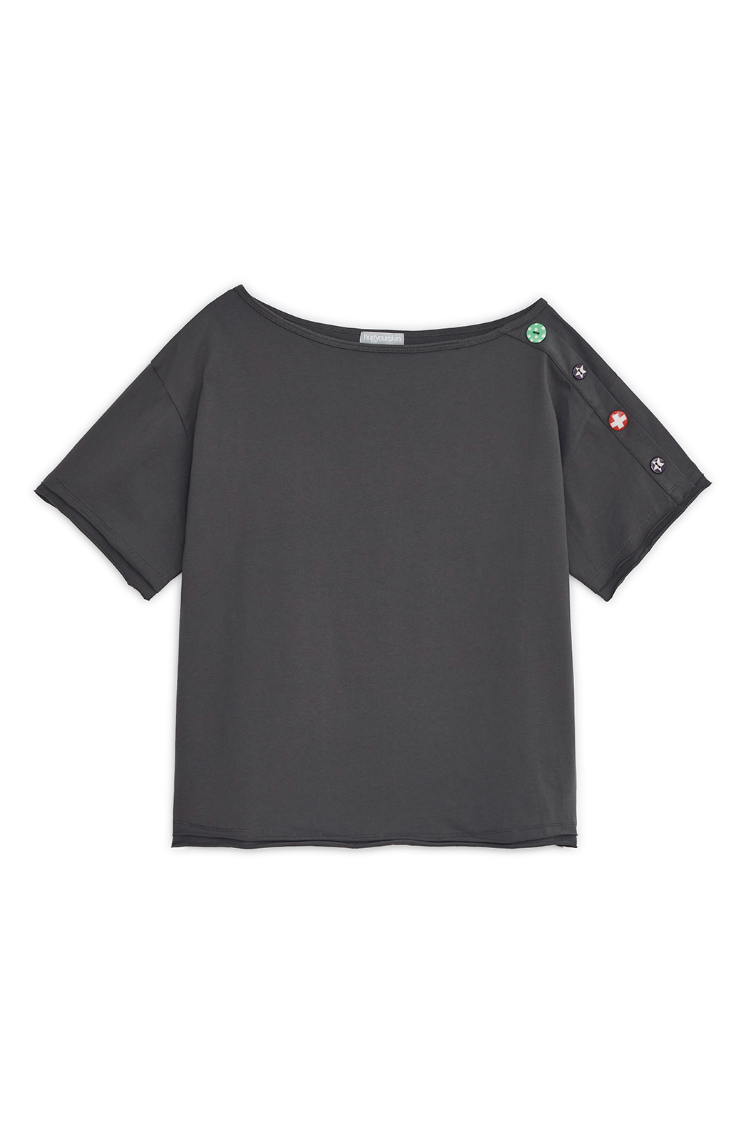 CANDY BUTTON LOOSE TEE CHARCOAL