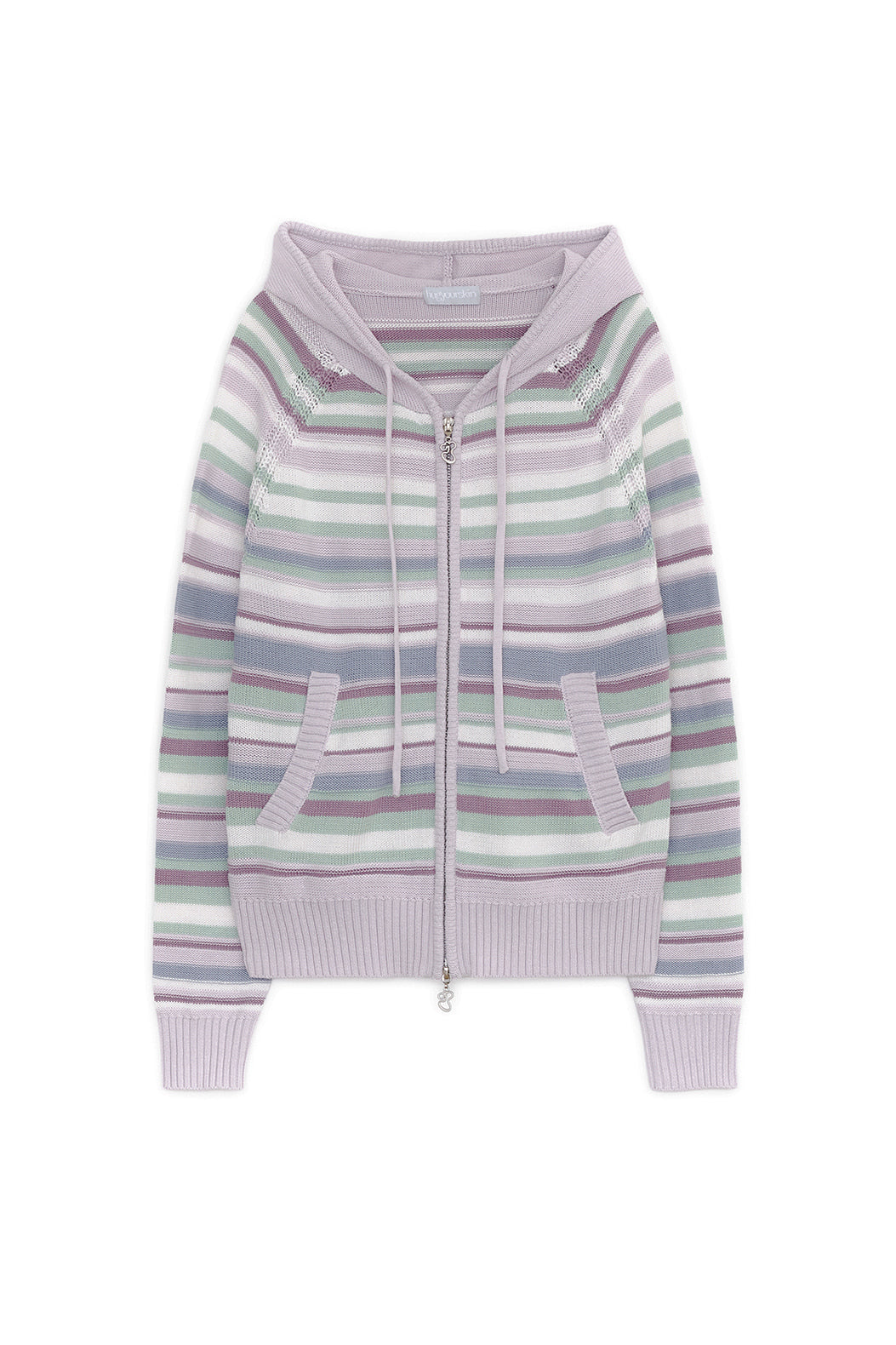 CANDY STRIPE KNIT HOODIE ZIP-UP