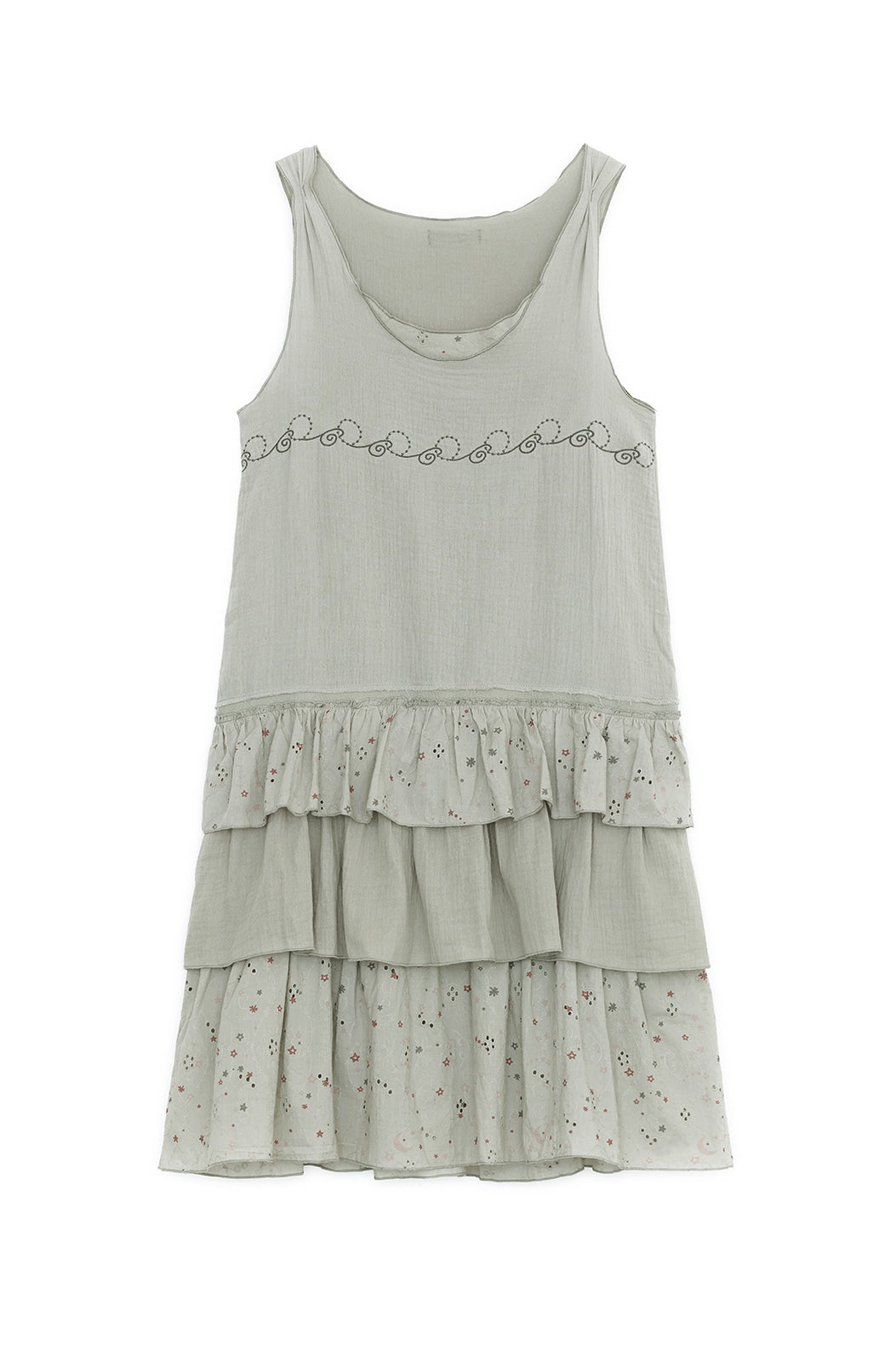 FAIRY NEEDLEWORK TIERED DRESS GREEN