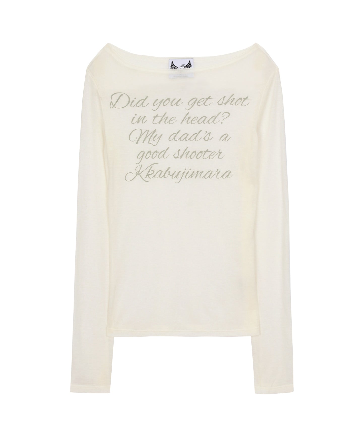 LETTERING SHEER LONG SLEEVE WHITE