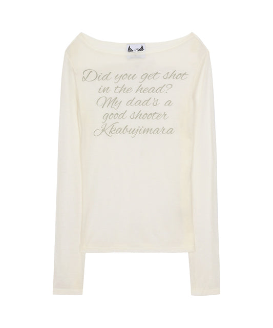 LETTERING SHEER LONG SLEEVE WHITE