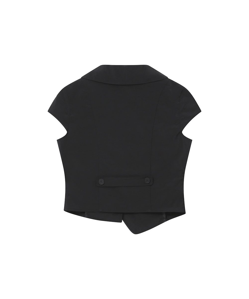 CROP ROUND COLLAR JACKET BLACK