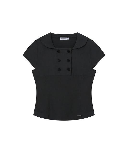 DOUBLE BUTTON SHIRTS TOP BLACK
