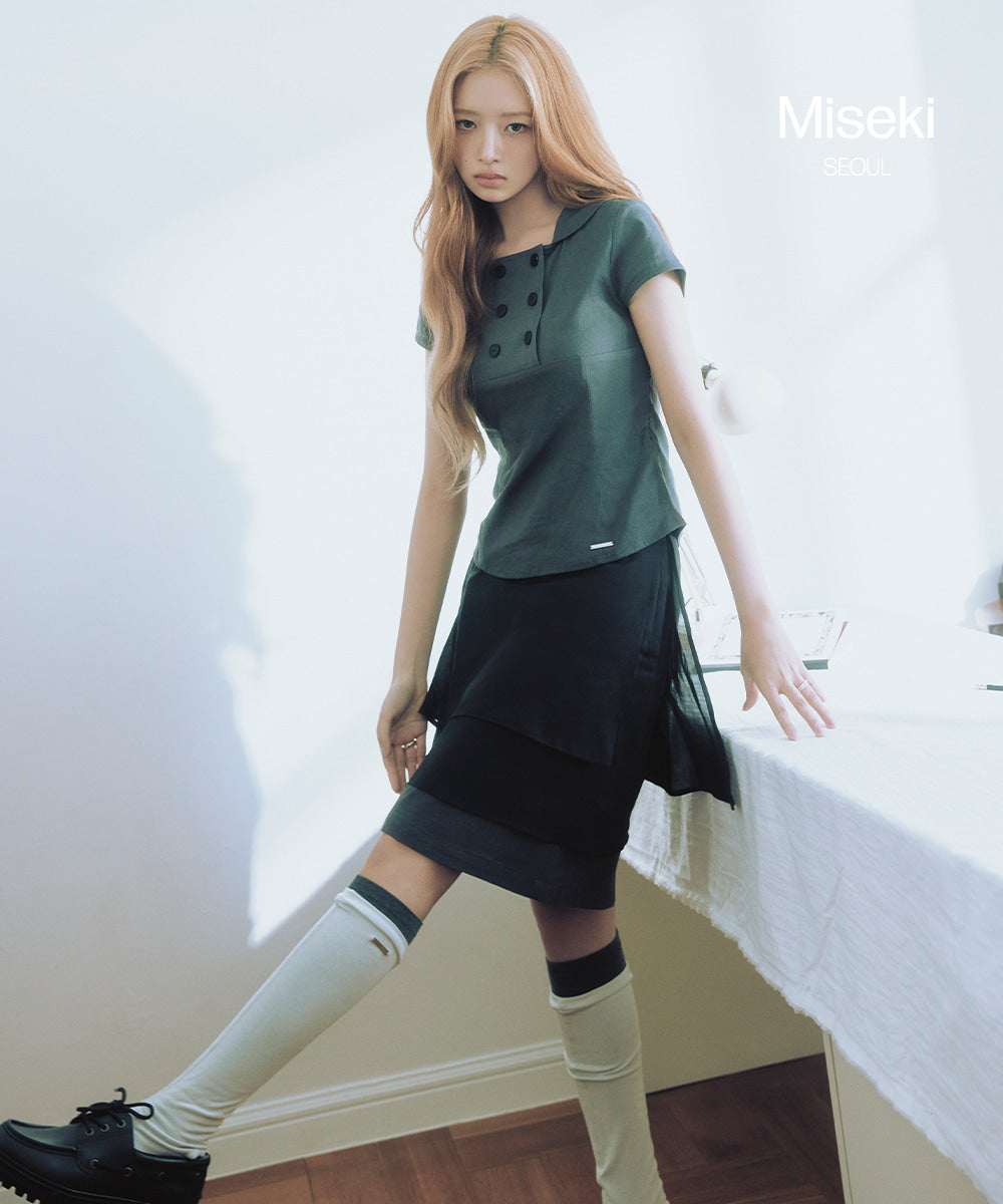 DOUBLE BUTTON SHIRTS TOP BLACK