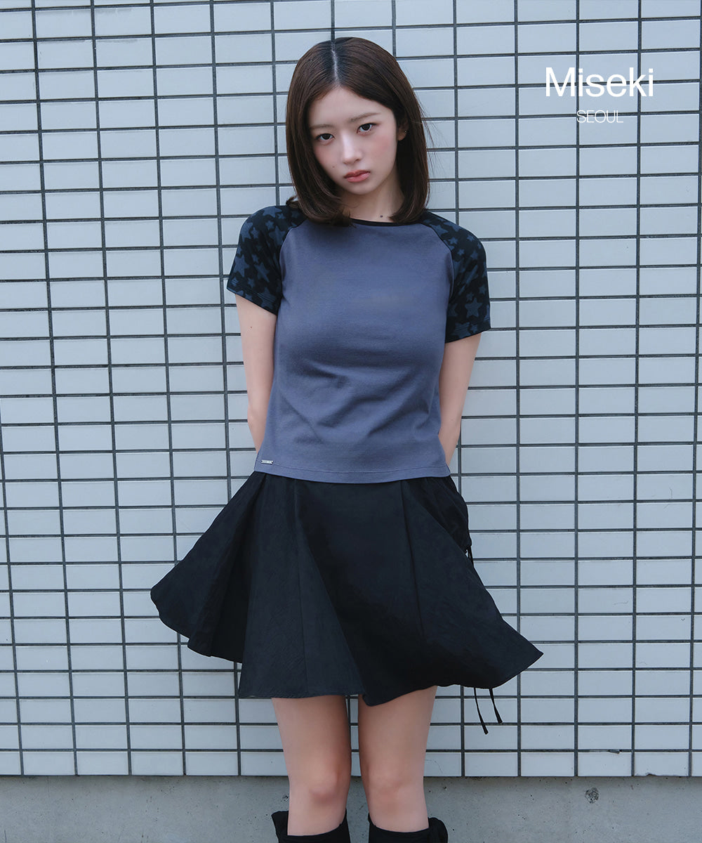 DRAPED SIDE POCKET MIDI SKIRT CHARCOAL