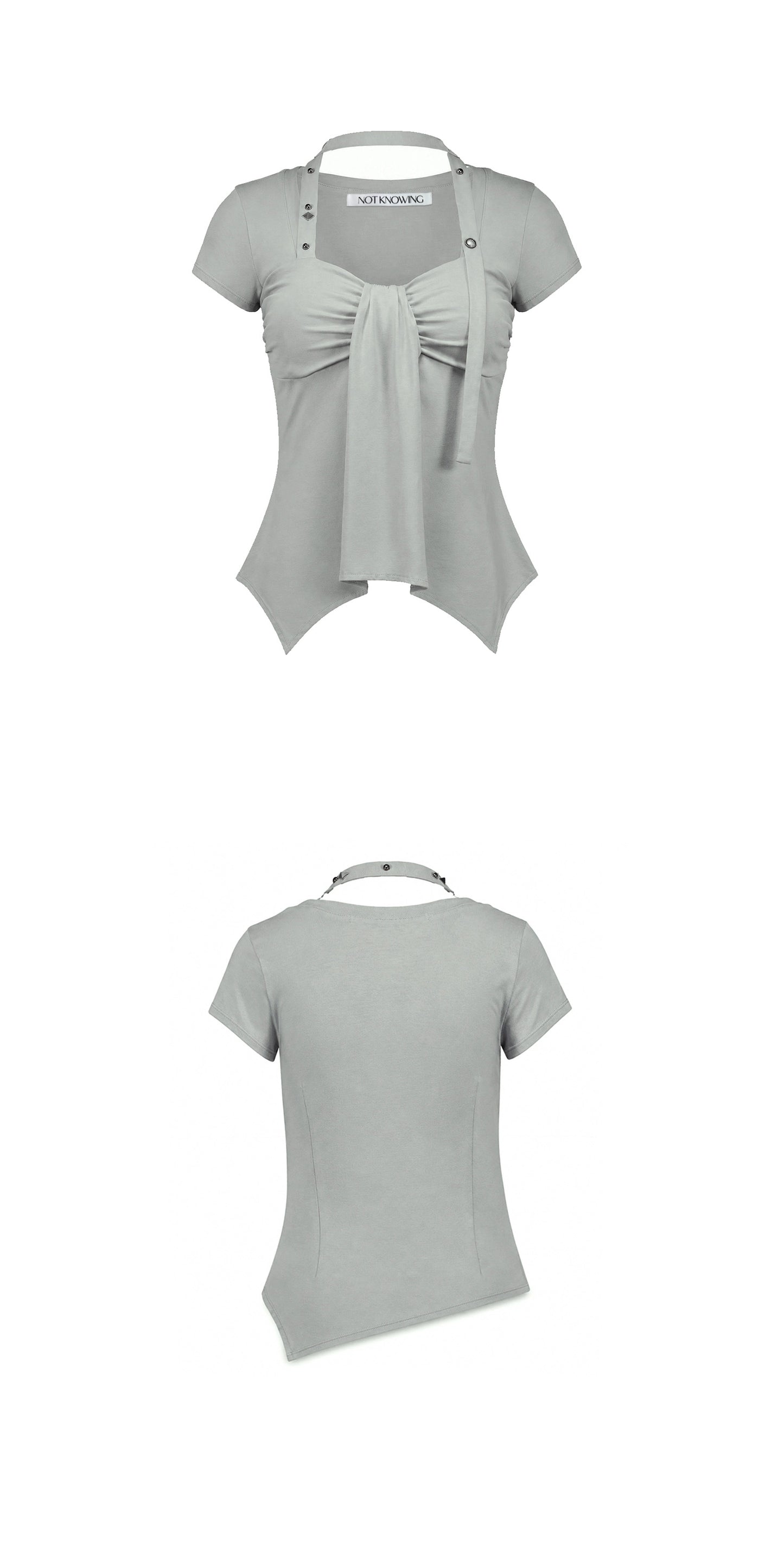 RIBBON DRAPE STUD TOP GREY