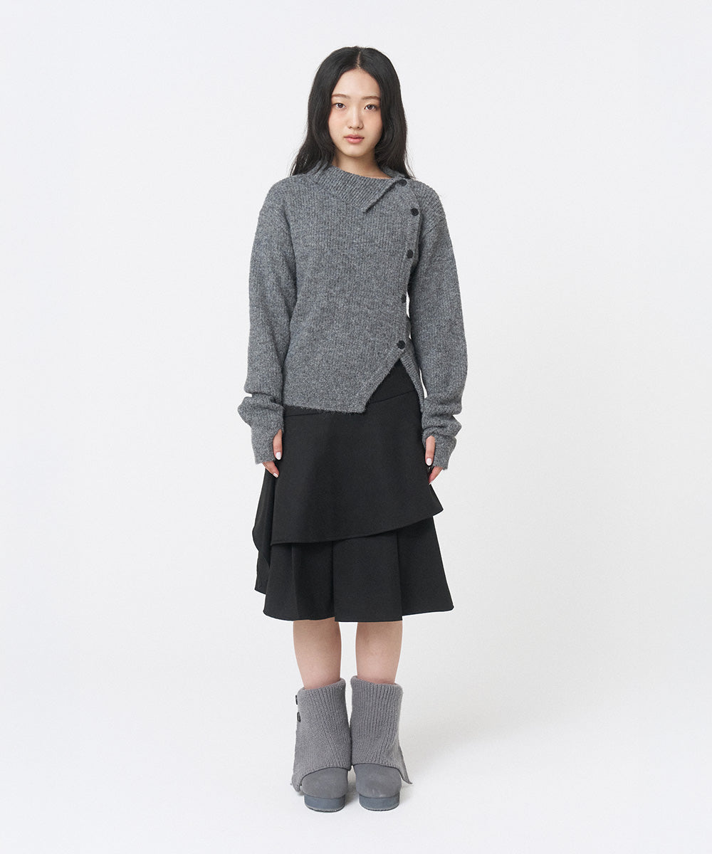 SEI LAYERED MIDI SKIRT BLACK