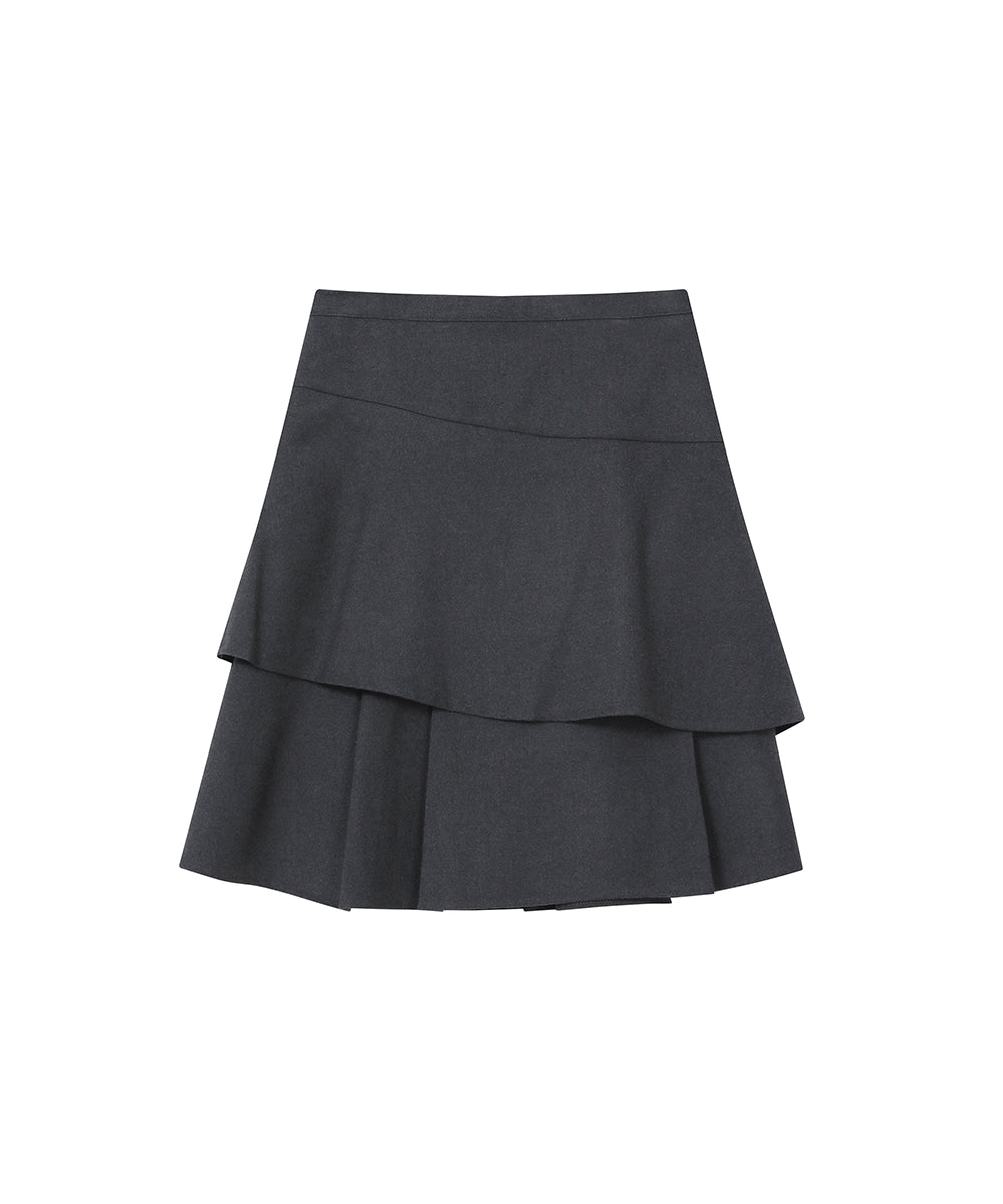 SEI LAYERED MIDI SKIRT CHARCOAL