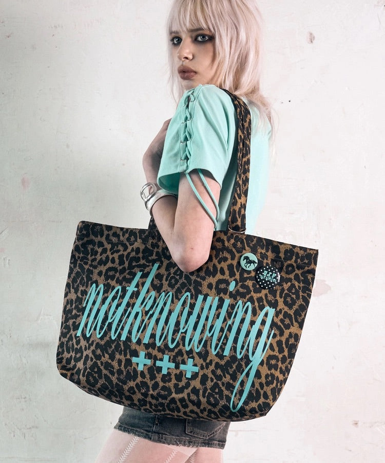 BIG LOGO COTTON TOTE BAG LEOPARD
