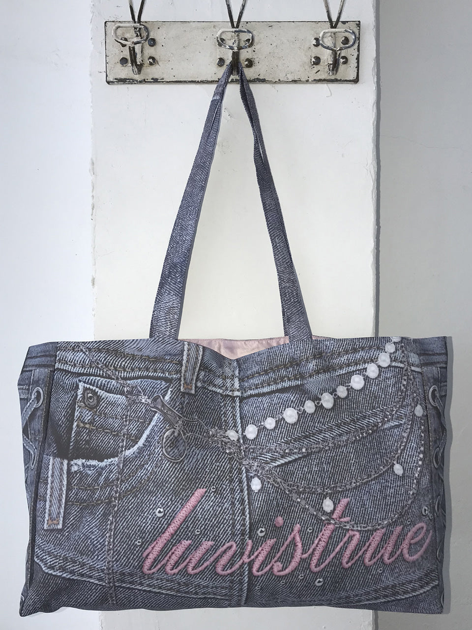 DENIM PRINTING TOTE BAG(BLUE)
