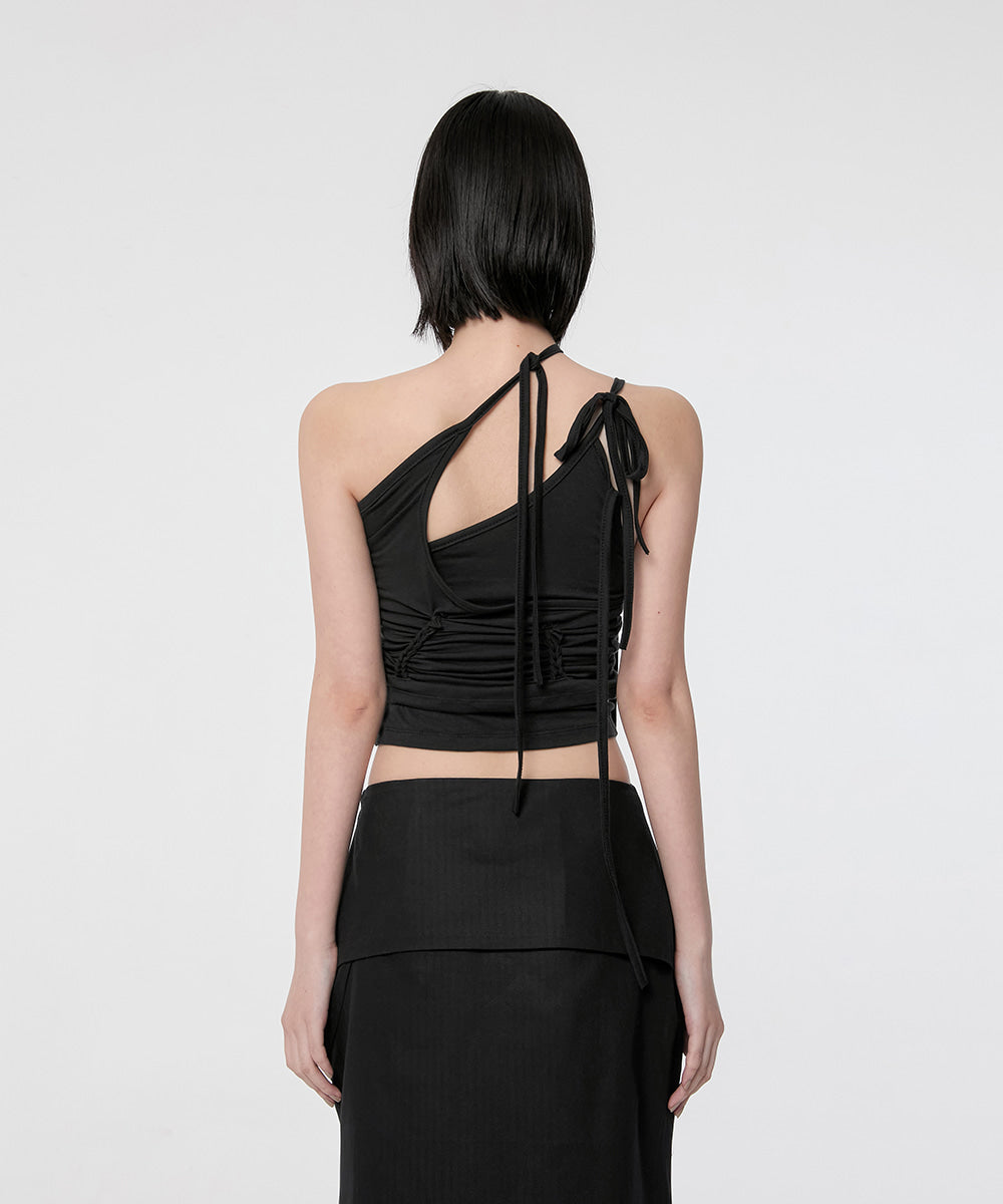 HANDMADE TWISTED LAYERED TOP BLACK
