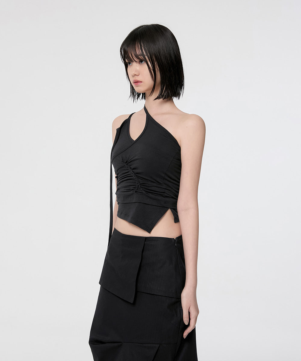 HANDMADE TWISTED LAYERED TOP BLACK