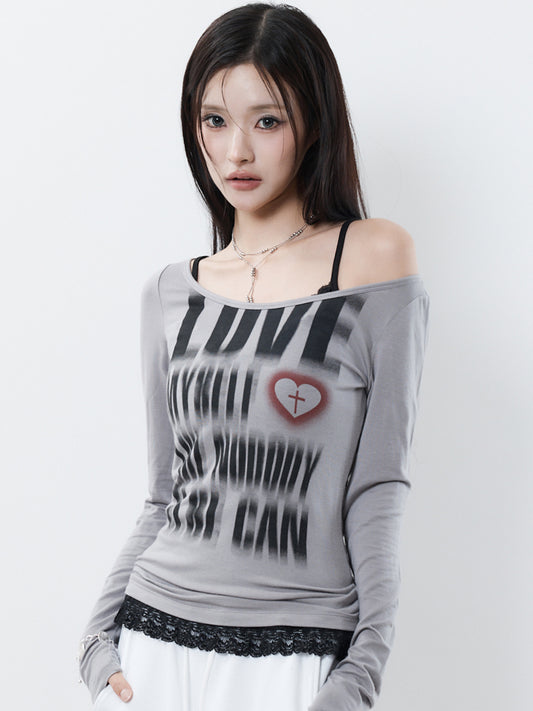 DISTORTED LETTERING TEE(GRAY)