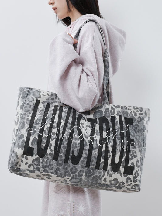 LETTERING TOTE BAG(LEOPARD)