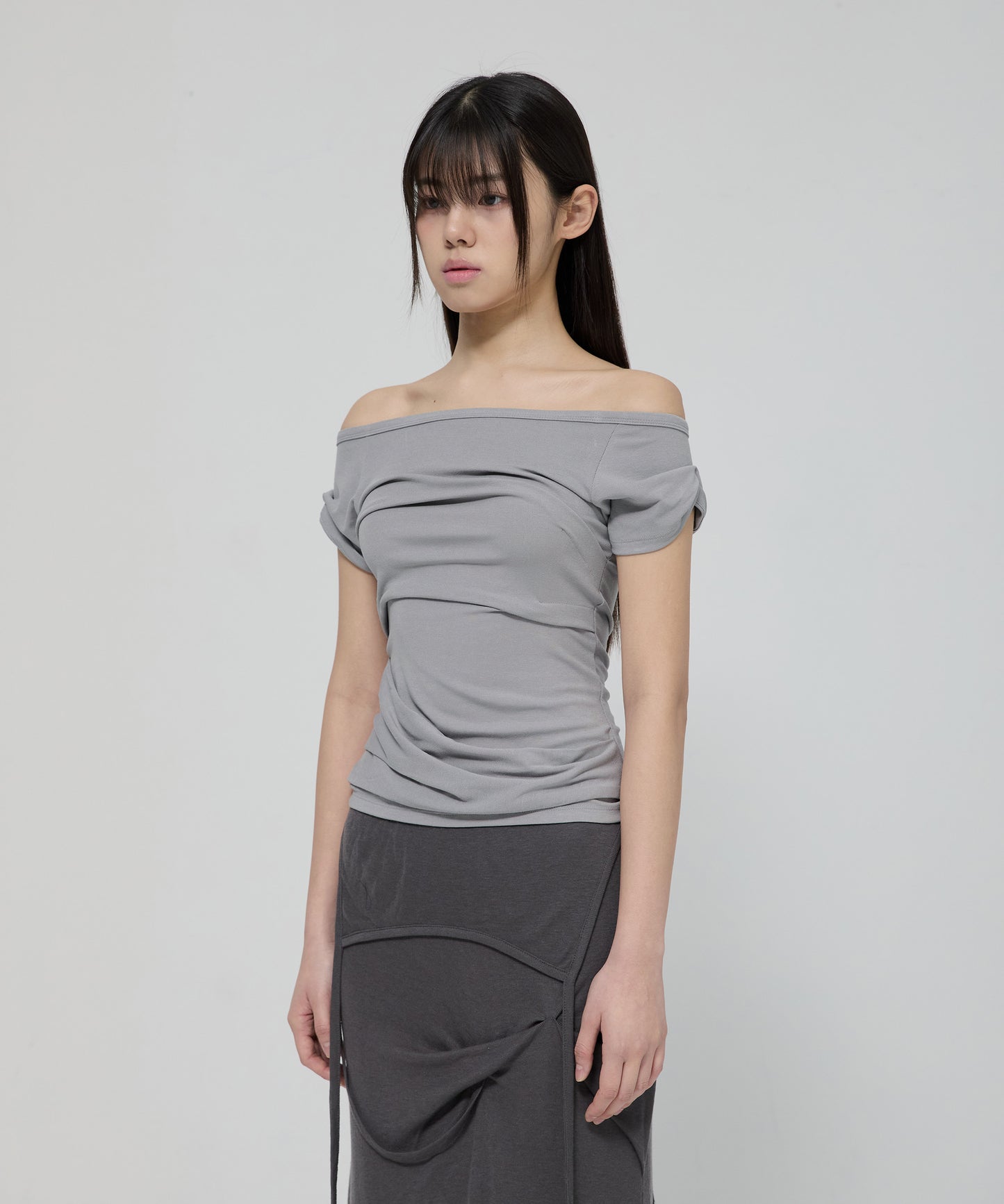 DRAPED TOP GREY
