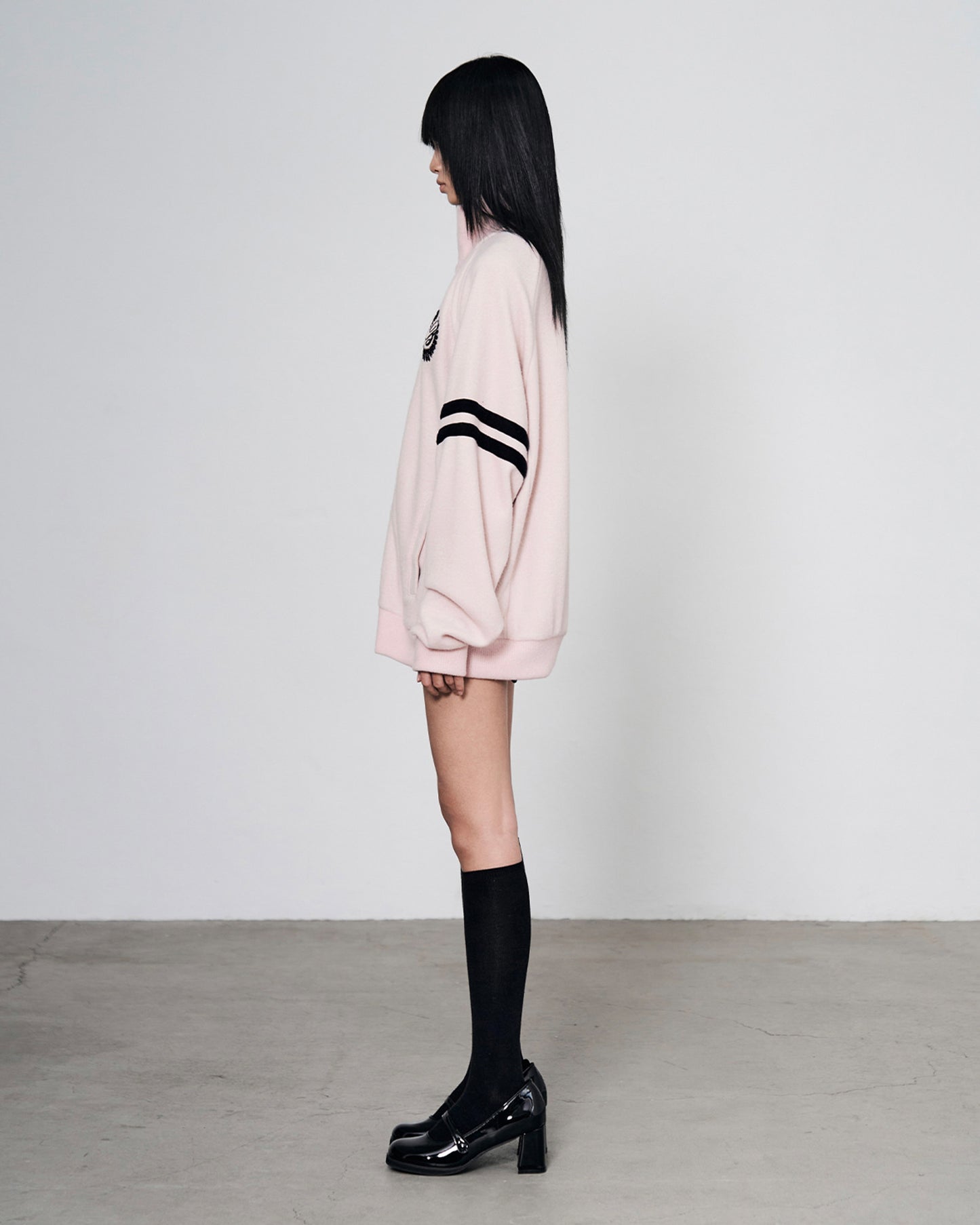 BEADED KNIT ZIP-UP PINK