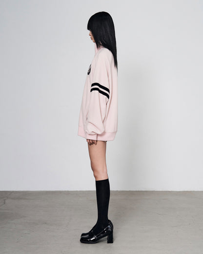 BEADED KNIT ZIP-UP PINK