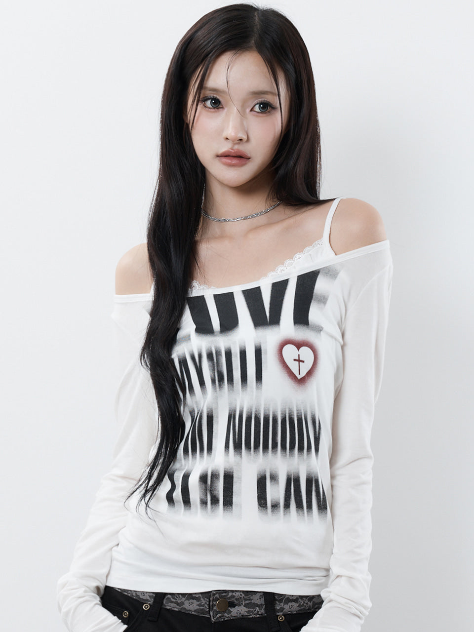 DISTORTED LETTERING TEE(WHITE)
