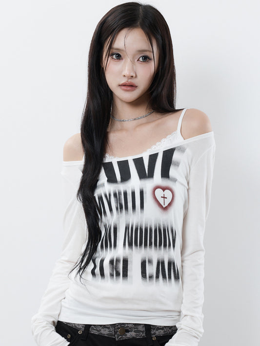 DISTORTED LETTERING TEE(WHITE)