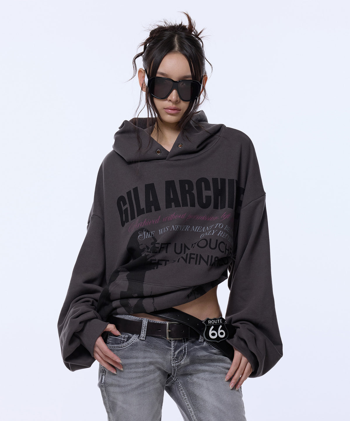 TWICE GIRL OVER SIZE HOODED CHARCOAL