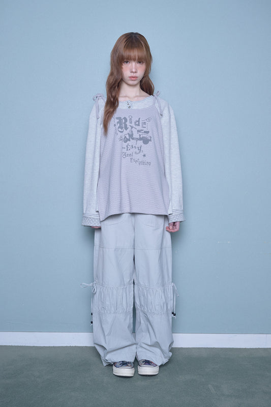 SHIRRING FLAP PANTS GRAY