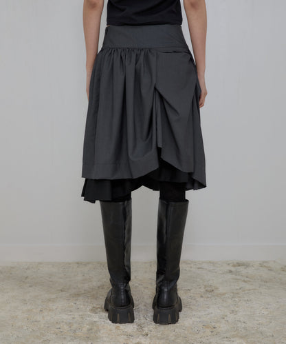 ASYMMETRICAL DRAPED MIDI SKIRT CHARCOAL