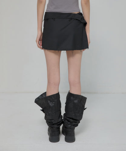 ASYMMETRICAL LAYERED MINI SKIRT BLACK