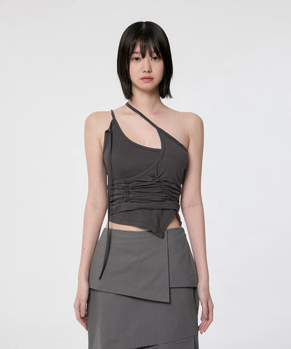 HANDMADE TWISTED LAYERED TOP CHARCOAL