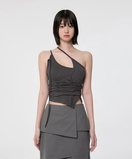 HANDMADE TWISTED LAYERED TOP CHARCOAL