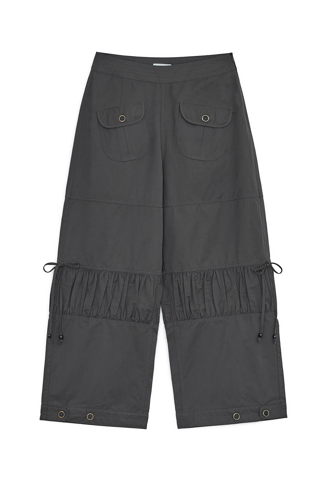 SHIRRING FLAP PANTS CHARCOAL