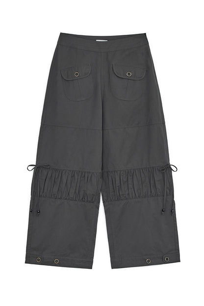 SHIRRING FLAP PANTS CHARCOAL