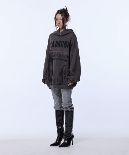 TWICE GIRL OVER SIZE HOODED CHARCOAL