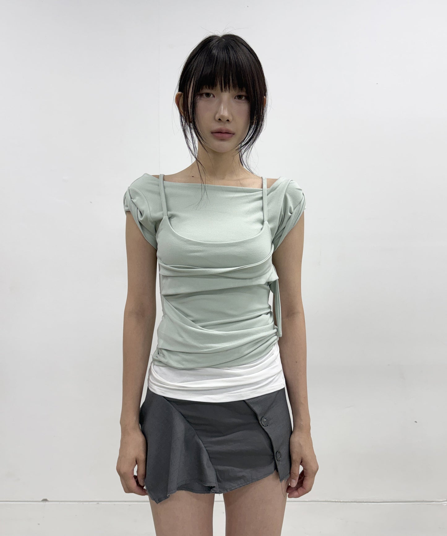 LAYERED BUSTIER T-SHIRT MINT