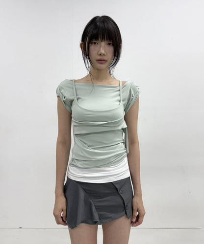 LAYERED BUSTIER T-SHIRT MINT