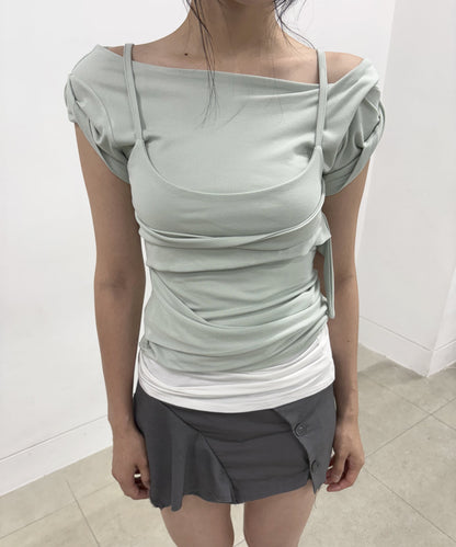 LAYERED BUSTIER T-SHIRT MINT