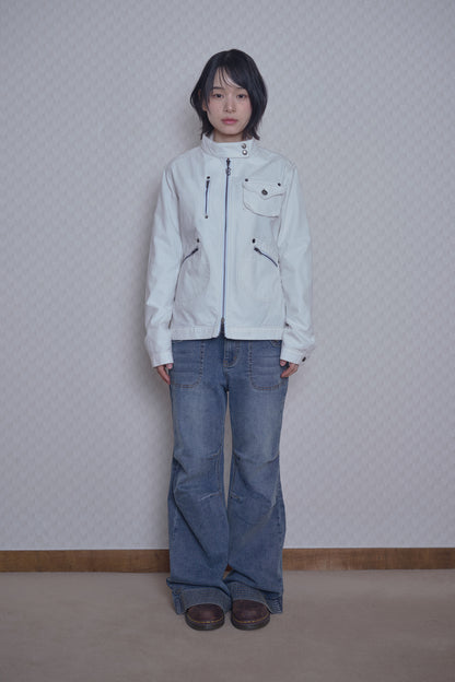 SEMI BOOTS-CUT DENIM PANTS BLUE