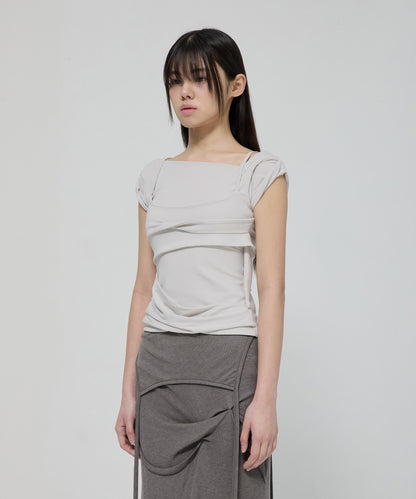 LAYERED BUSTIER T-SHIRT CLOUD WHITE