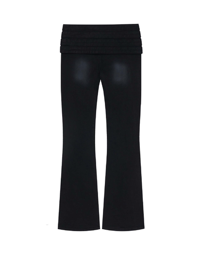 BELTED STRAIGHT PANTS BLACK