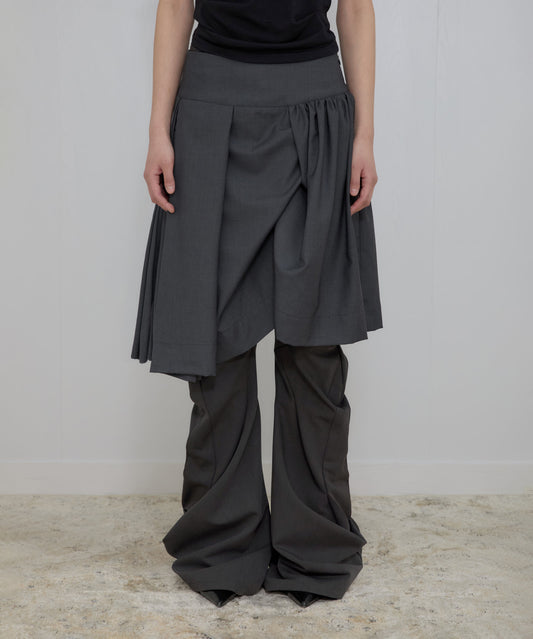 ASYMMETRICAL DRAPED MIDI SKIRT CHARCOAL