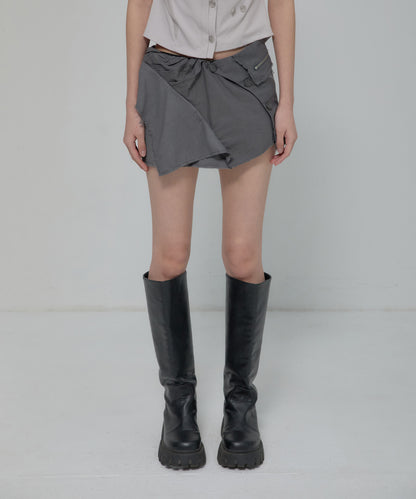 ASYMMETRICAL LAYERED MINI SKIRT DARK GREY