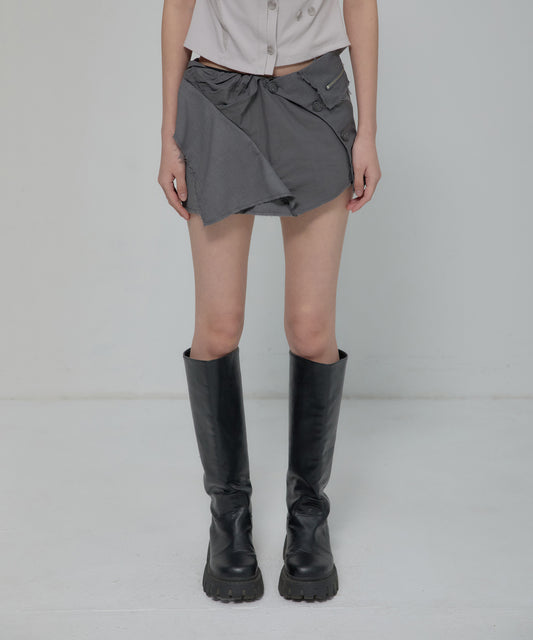 ASYMMETRICAL LAYERED MINI SKIRT DARK GREY
