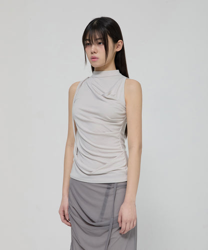 DRAPED SLEEVELESS TOP CLOUD WHITE