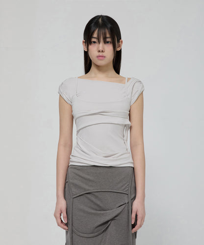LAYERED BUSTIER T-SHIRT CLOUD WHITE