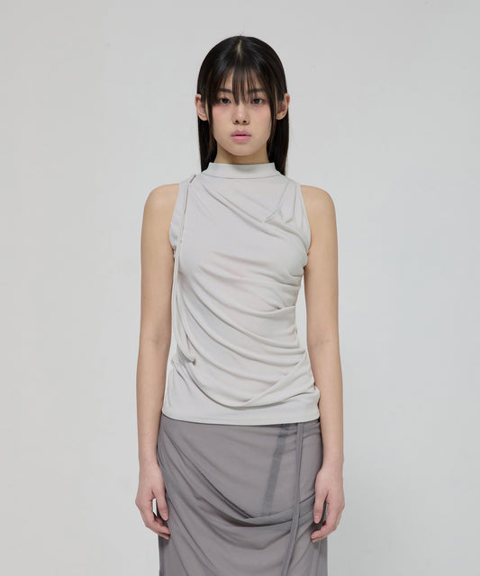 DRAPED SLEEVELESS TOP CLOUD WHITE