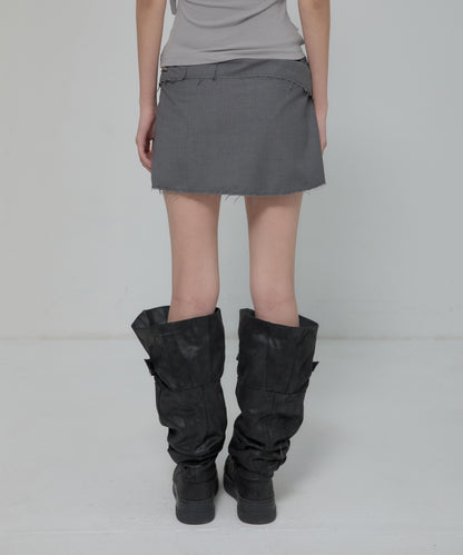 ASYMMETRICAL LAYERED MINI SKIRT DARK GREY