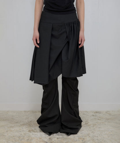 ASYMMETRICAL DRAPED MIDI SKIRT BLACK