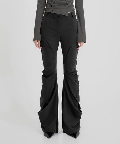 ASYMMETRICAL DRAPE PANTS BLACK