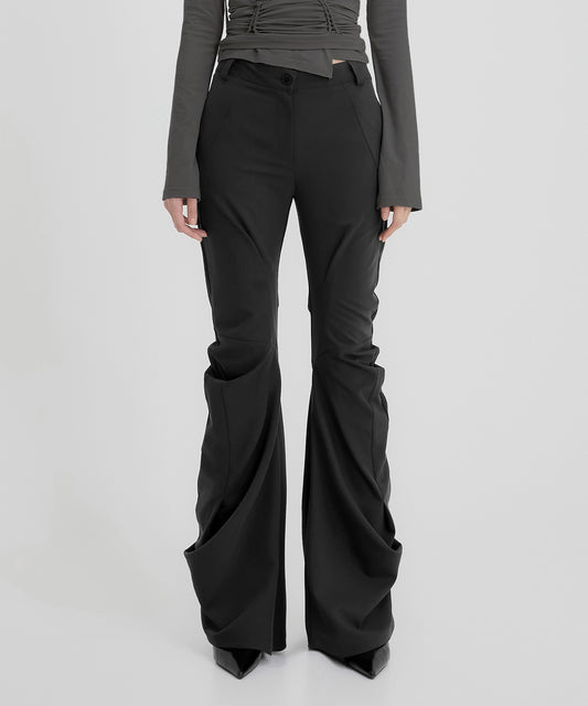 ASYMMETRICAL DRAPE PANTS BLACK
