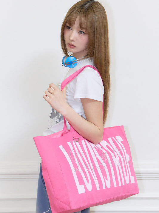 LETTERING TOTE BAG PINK
