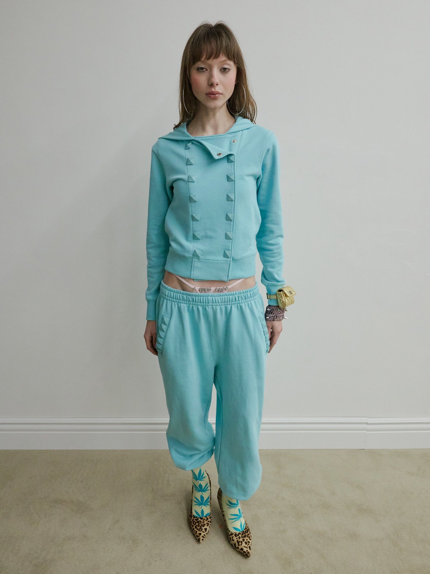 NAPOLEON STUD HOODIE ACID BLUE